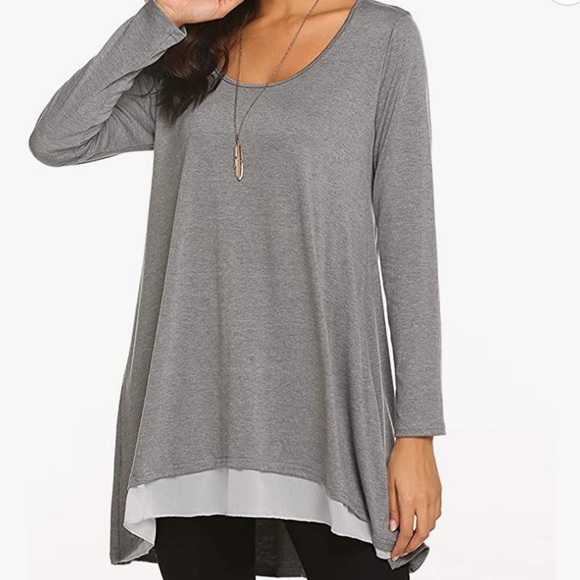 Women’s Long Sleeved Layered Gray Tunic - XL - Picture 8 of 12